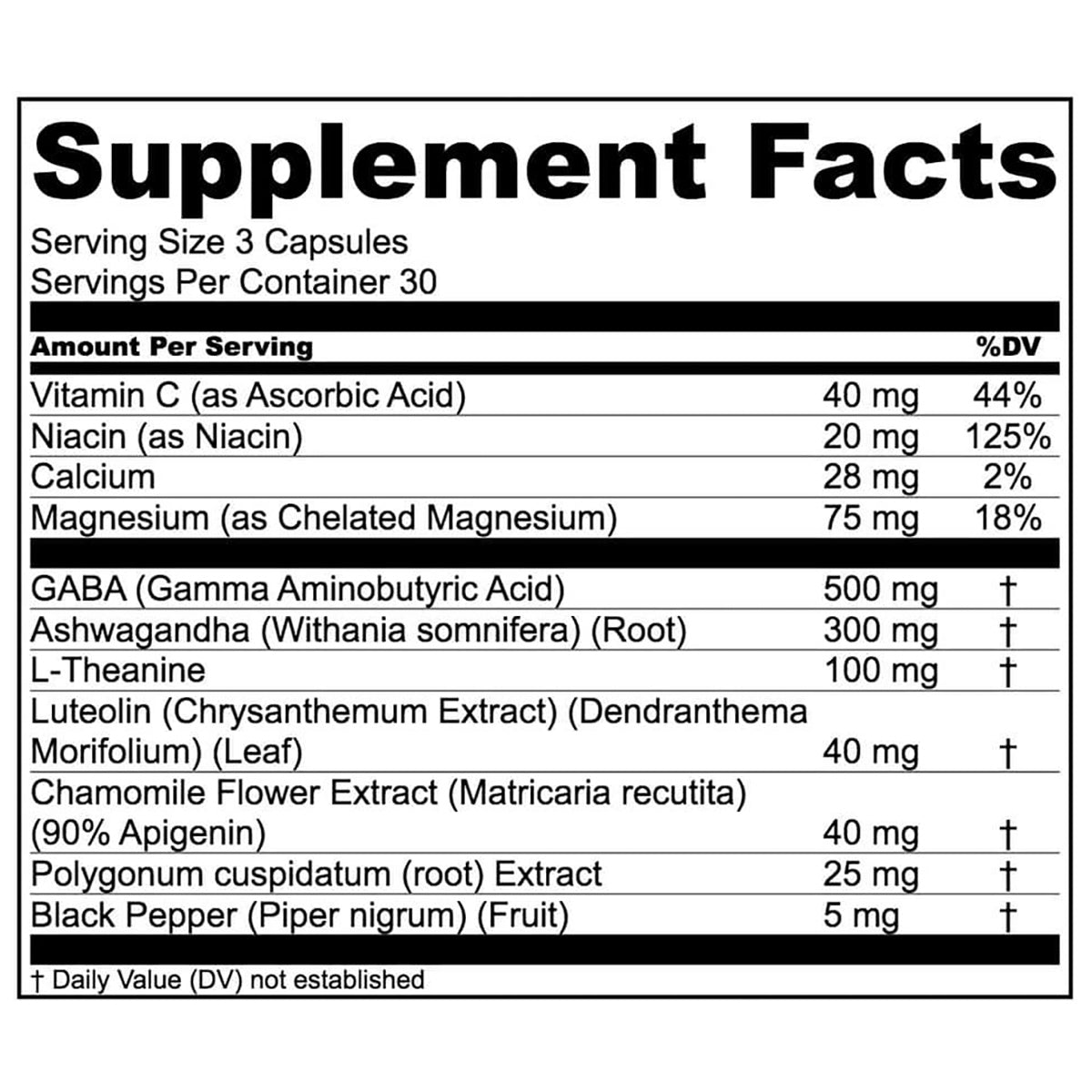 Levium Capsules Supplement Facts